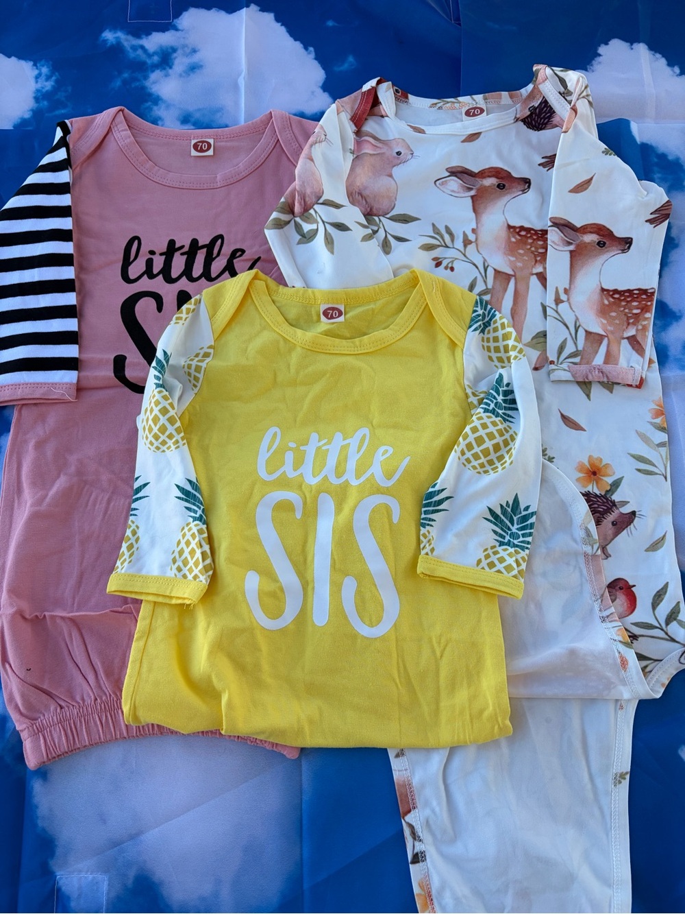Baby girl pajamas, little sister, striped, long sleeve Size 6/12 Months